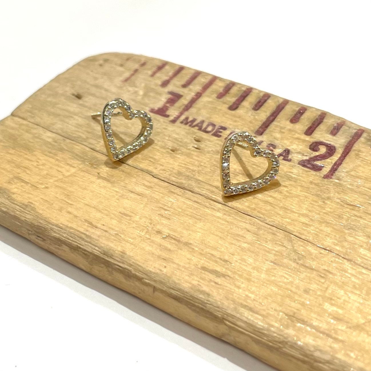 Diamond Heart Stud Earrings