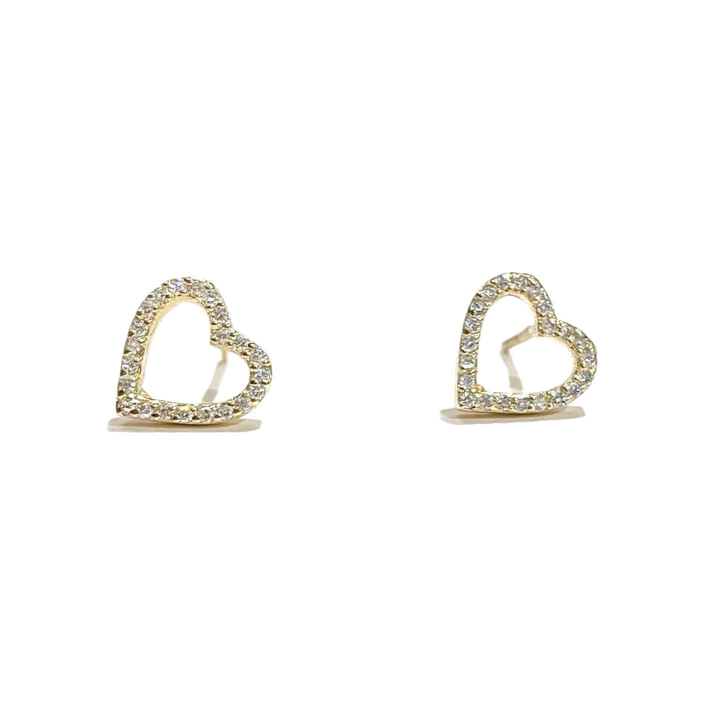 Diamond Heart Stud Earrings