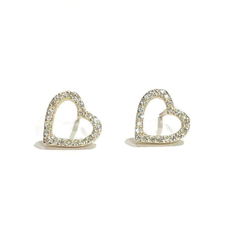 Diamond Heart Stud Earrings