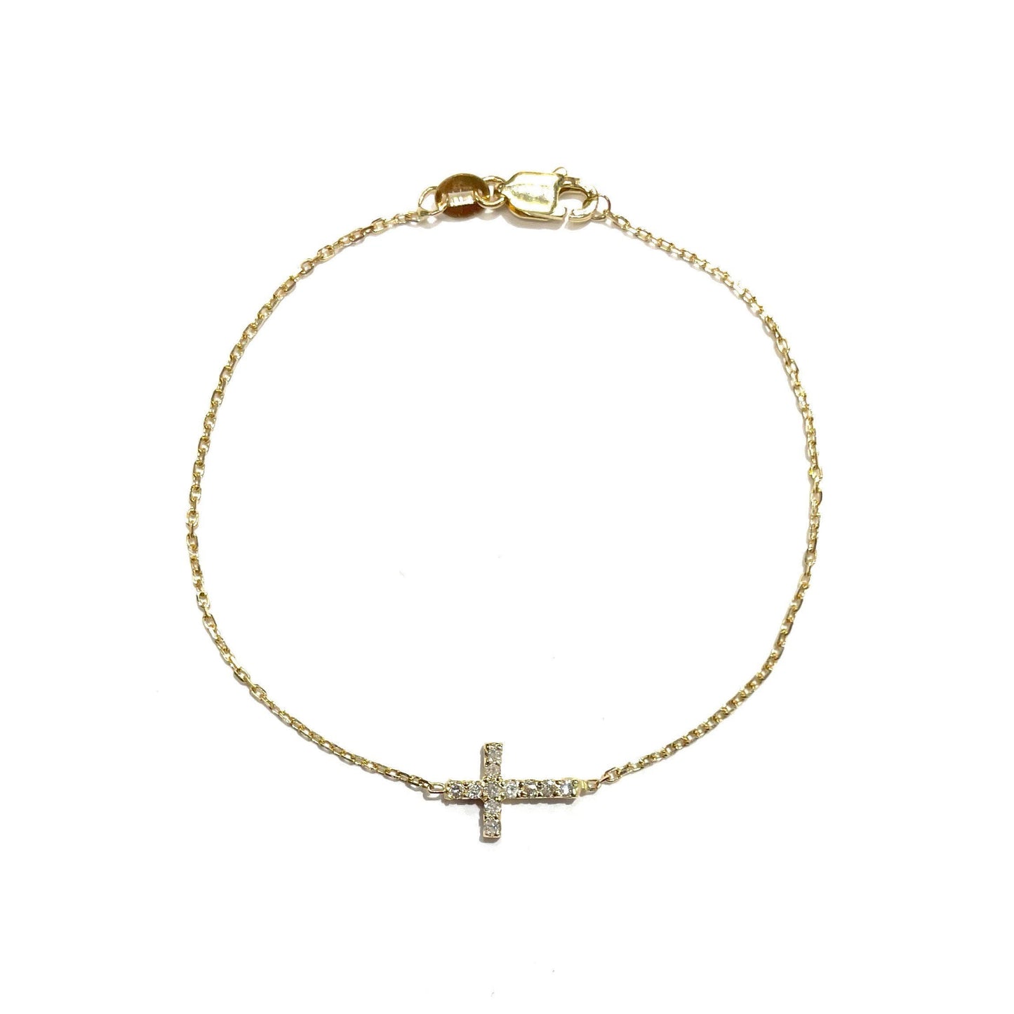 Mini Diamond Sideways Cross Bracelet