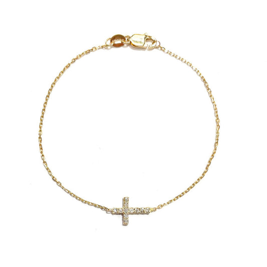 Mini Diamond Sideways Cross Bracelet