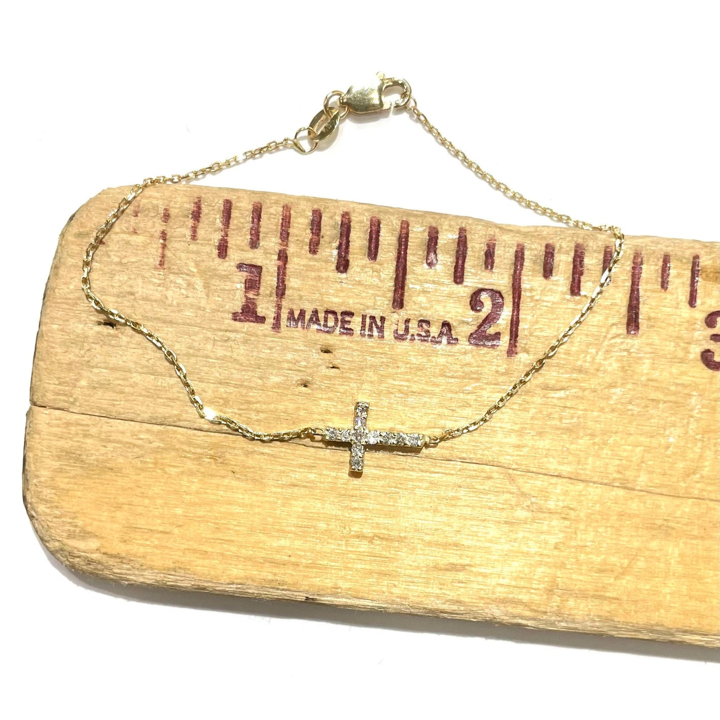 Mini Diamond Sideways Cross Bracelet
