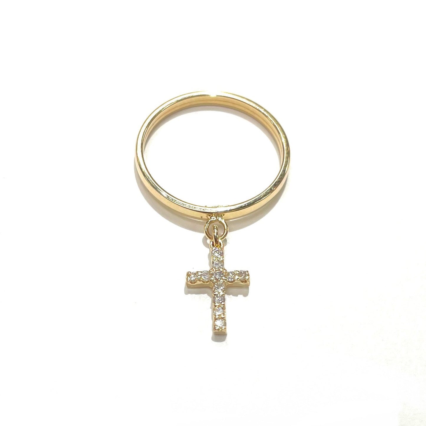 Mini Hanging Diamond Cross Ring