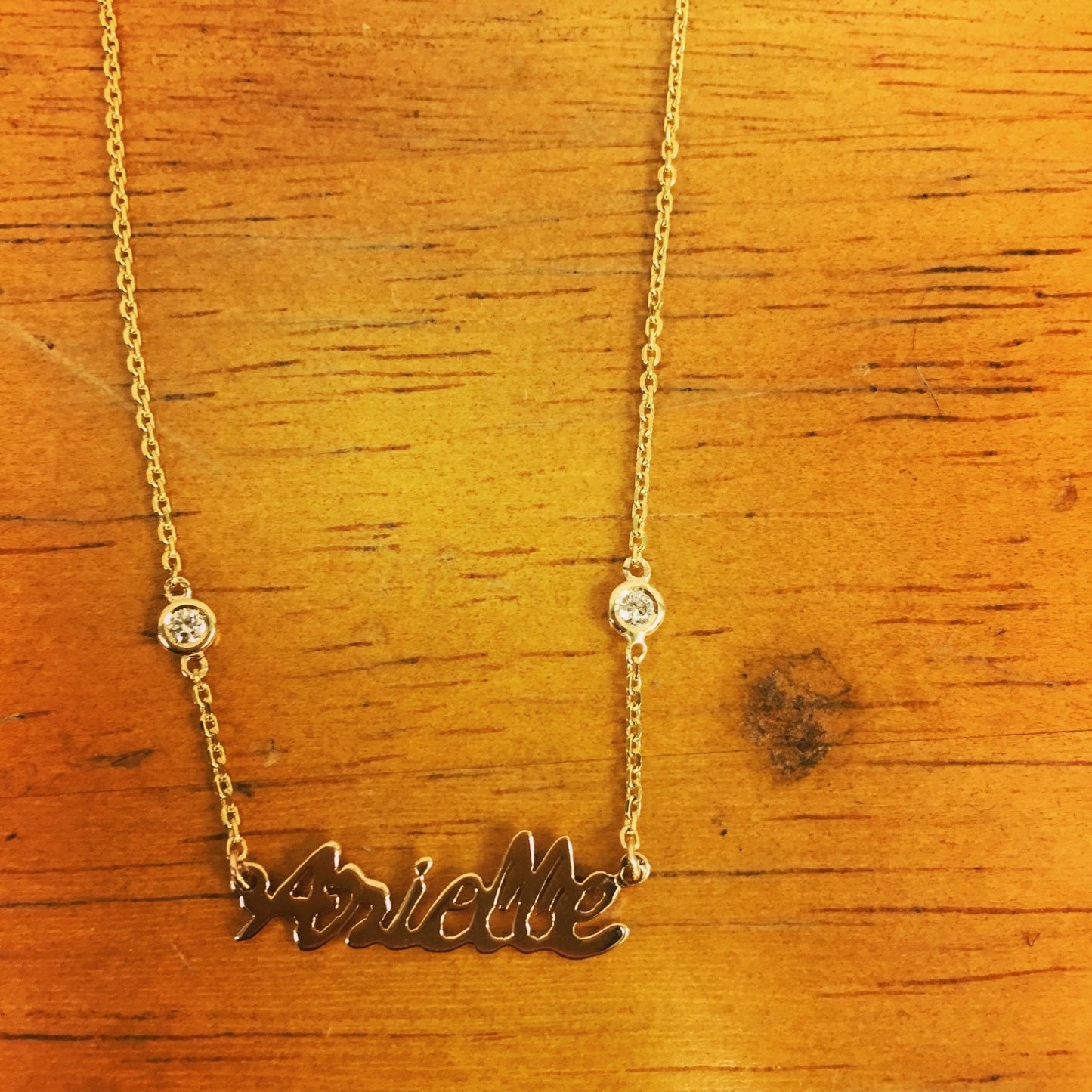 Custom Double Diamond Name Necklace