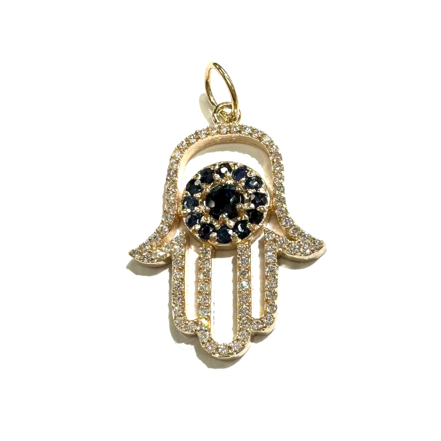 Diamond & Sapphire Hamsa Pendant