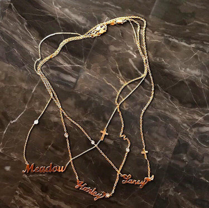 Double Diamond Custom Name Necklace