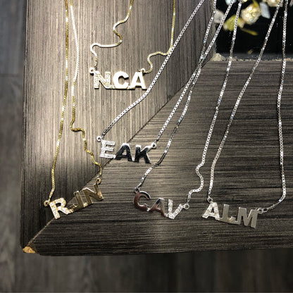Triple Initial with Single Diamond Letter Necklace