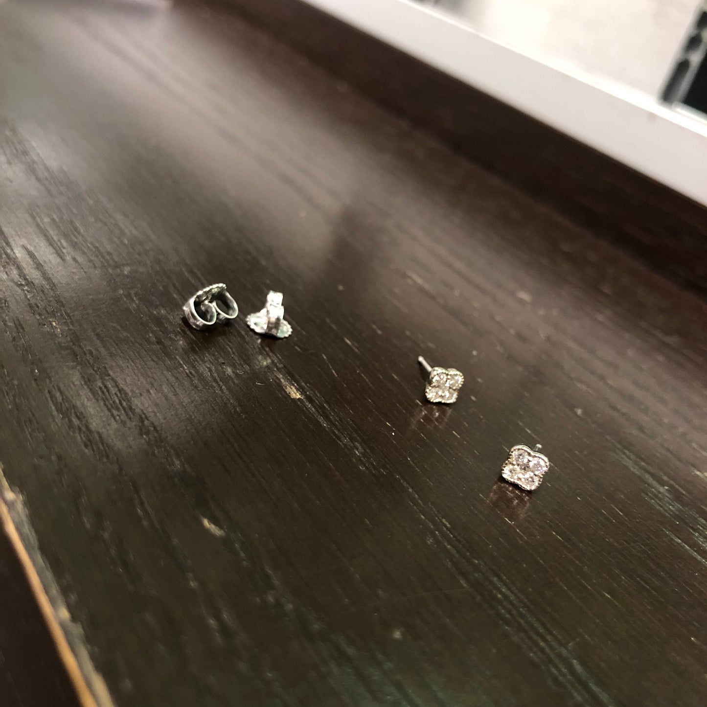 Diamond Four Leaf Clover Stud Earrings
