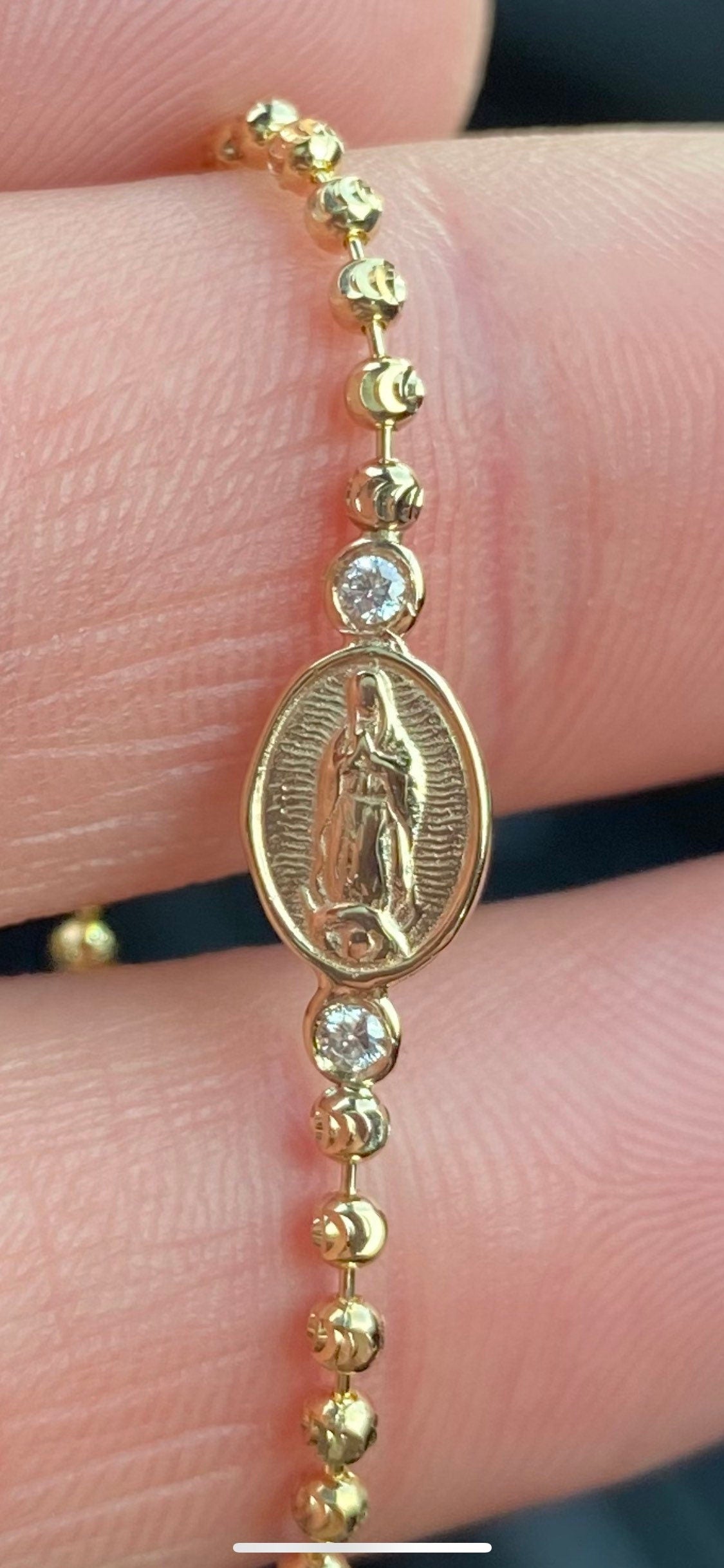 Double Diamond Virgin Mary Bracelet