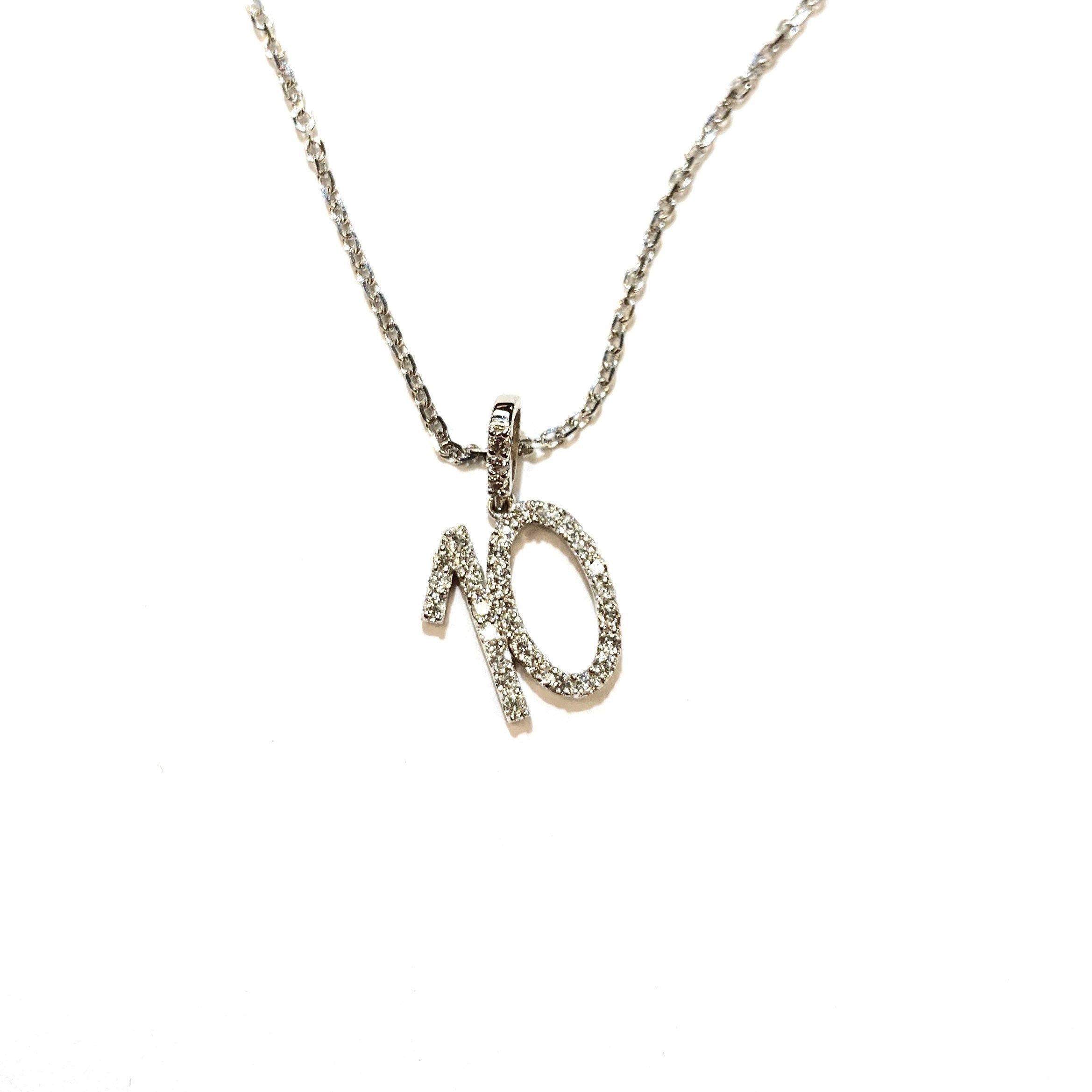 Gold diamond store number pendant