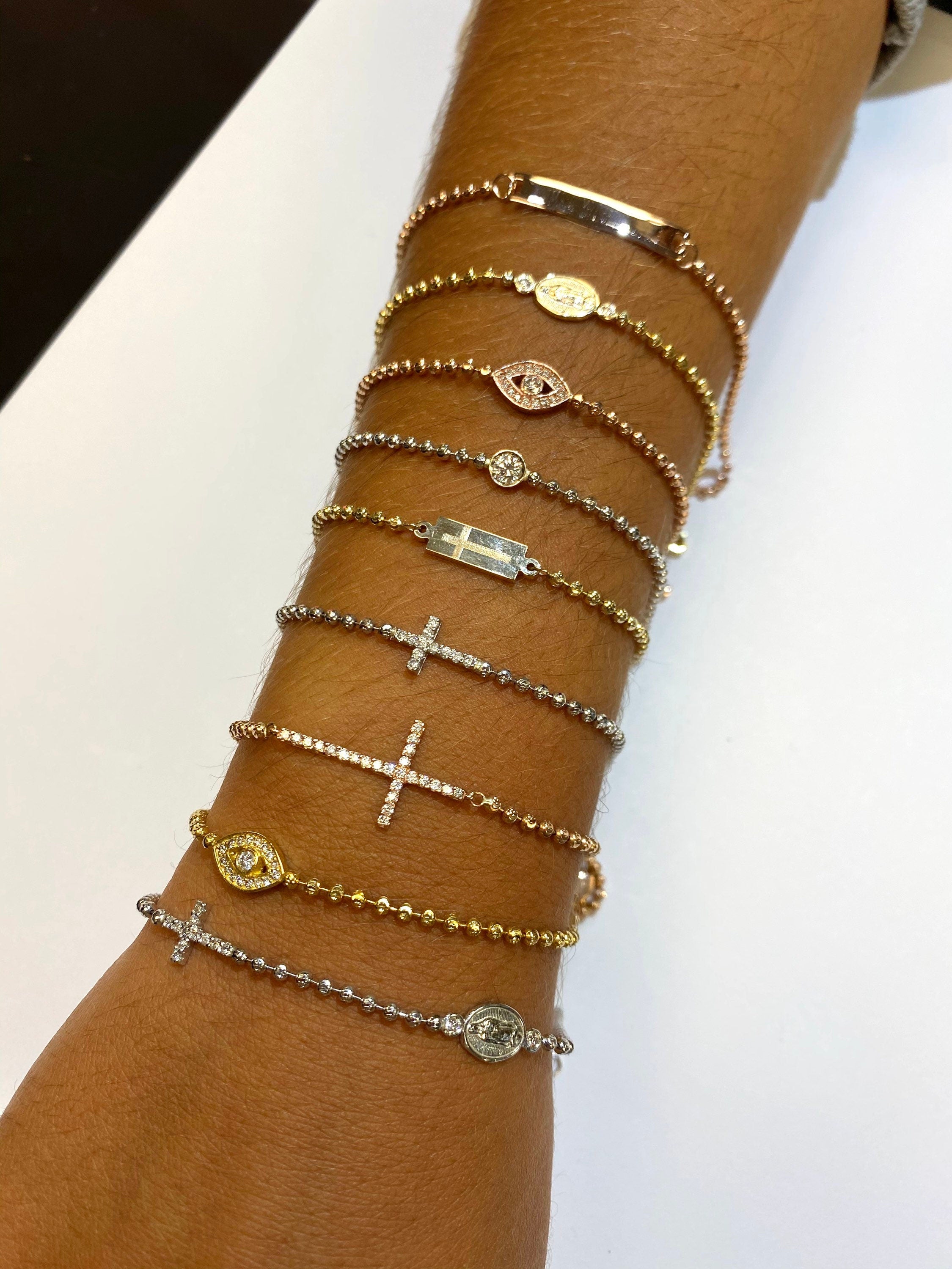 Diamond Cross and Virgin Mary Bracelet – George the Jeweler