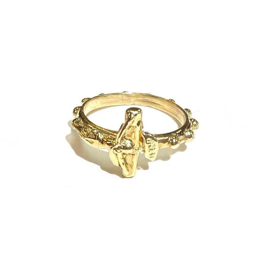 BELIEF ROSARY' Gold Rosary Ring | Divana Jewels