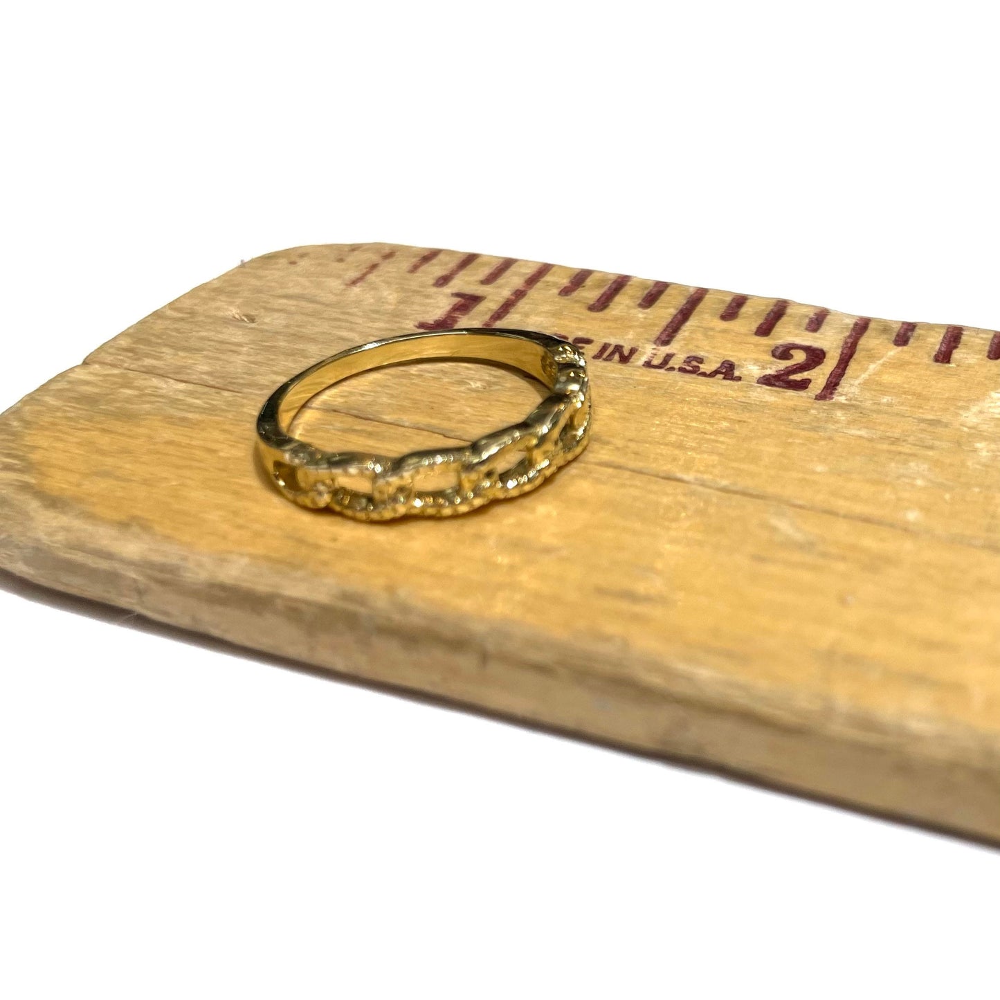 Thin Textured Cuban Ring