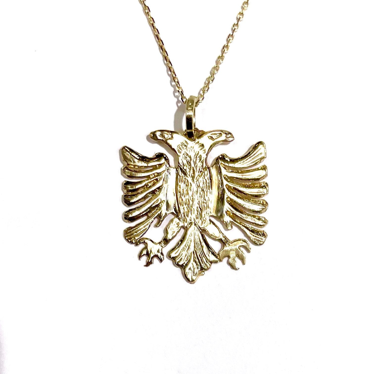 1pc Gold-color Metal Hollow Out Albania Eagle Pendant Necklace, Unisex  Stainless Steel Jewelry | SHEIN USA
