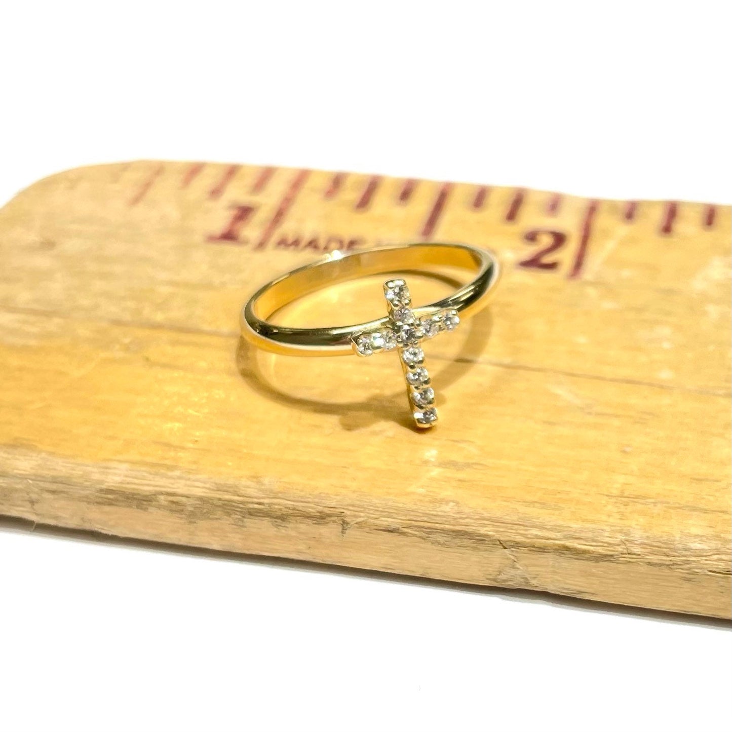 Mini Diamond Cross Ring
