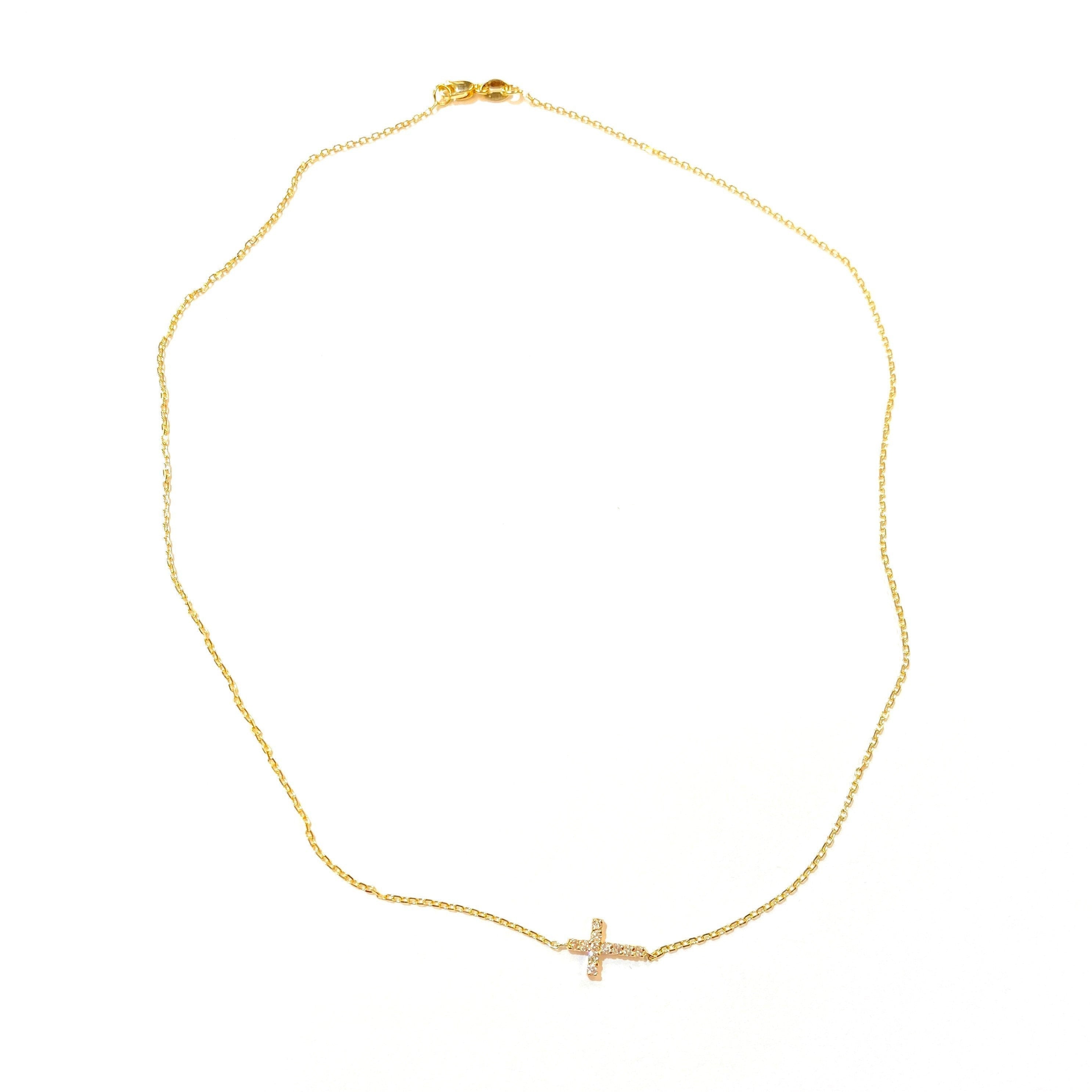 Mini sideways sales cross necklace