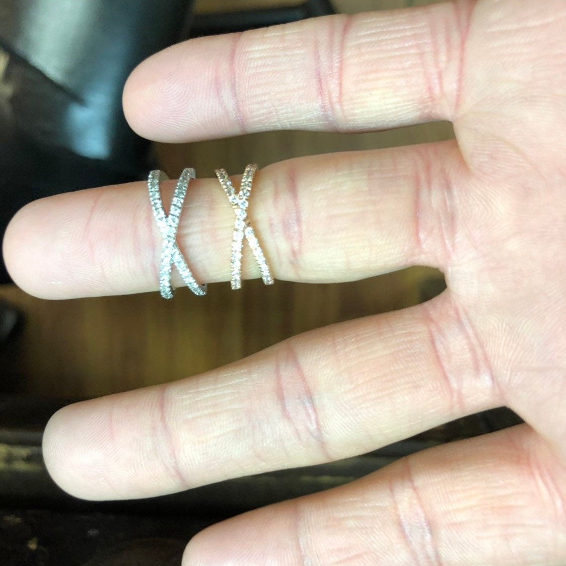 Diamond Crisscross Ring 1/10 ct tw Round-cut Sterling Silver | Kay
