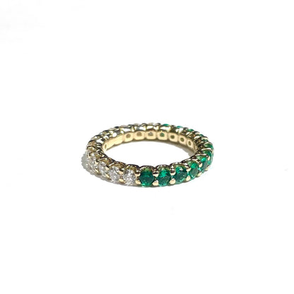 Half Diamond & Emerald Ring