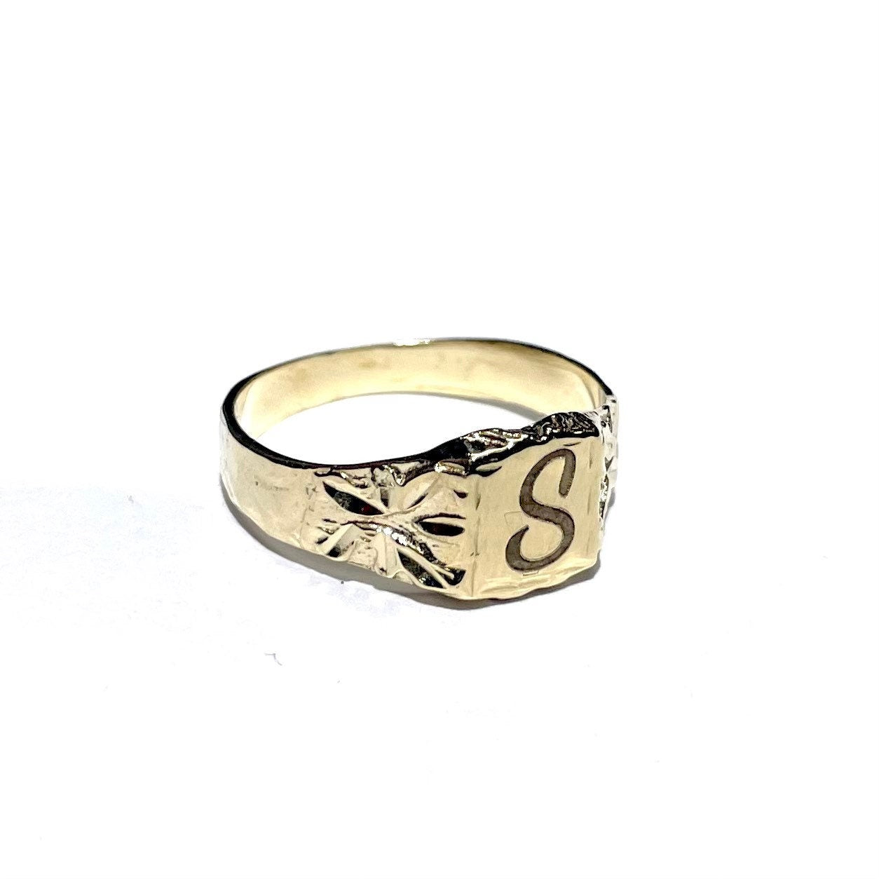 Liberty 9ct Gold and Diamond Initial Liberty Signet Ring - D | Liberty
