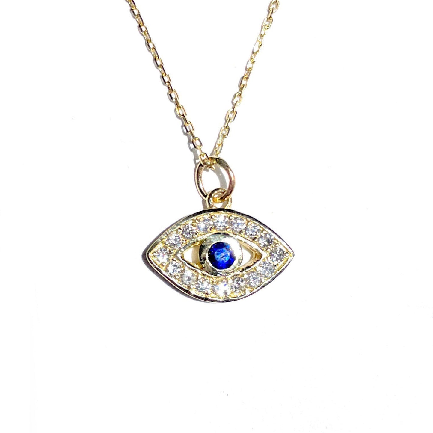 Large Diamond and Sapphire Evil Eye Pendant