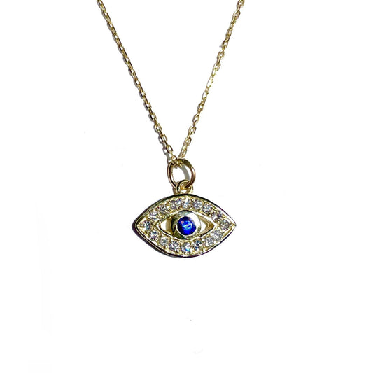 Large Diamond and Sapphire Evil Eye Pendant