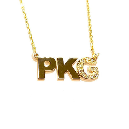 Triple Initial with Single Diamond Letter Necklace