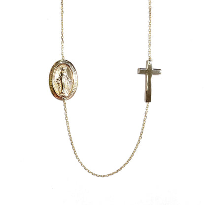 Virgin Mary and Cross Necklace