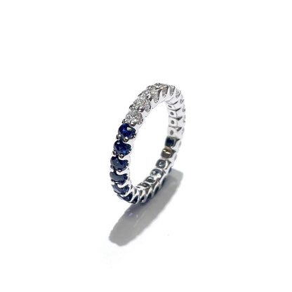 Half Diamond & Sapphire Ring