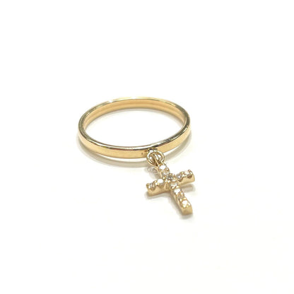 Mini Hanging Diamond Cross Ring