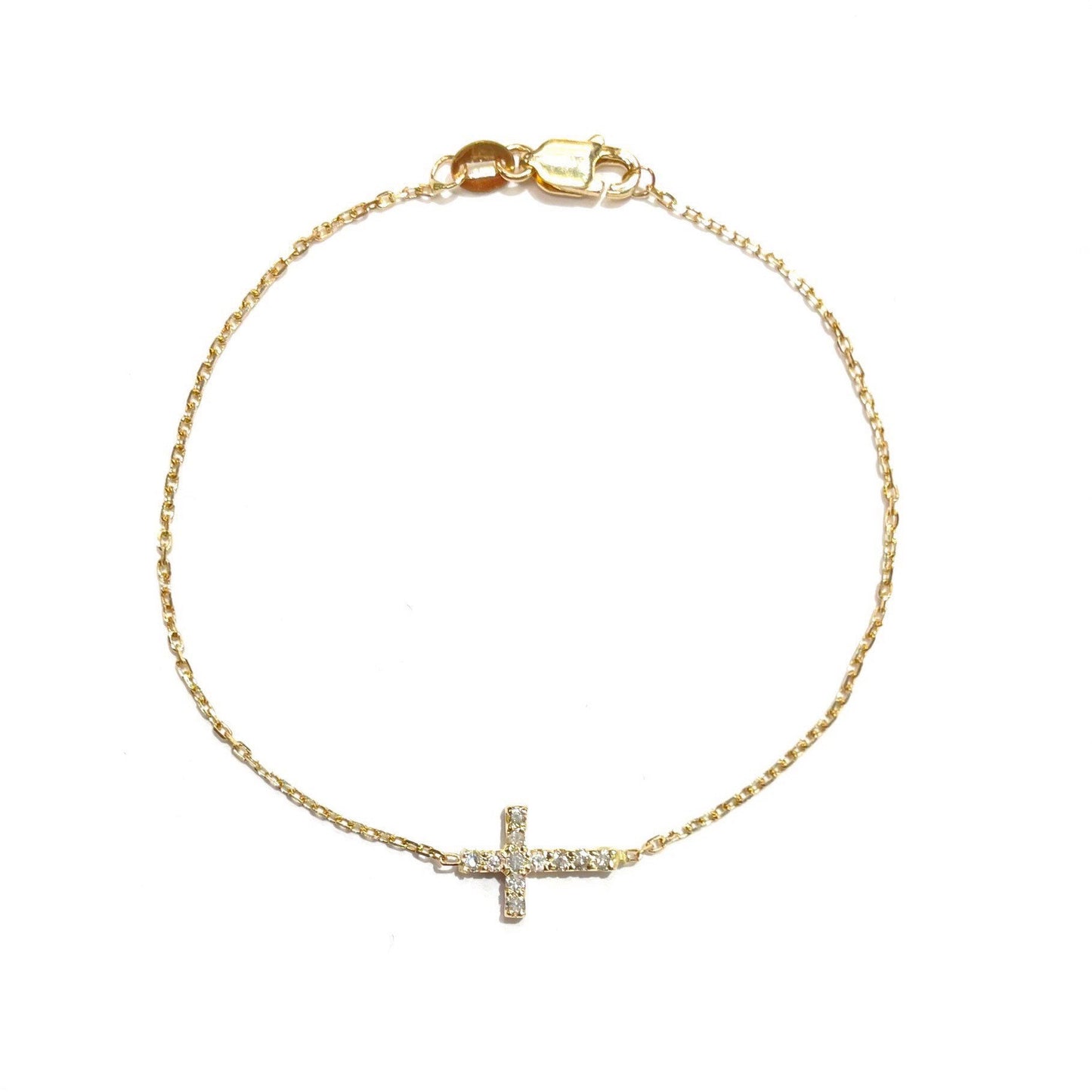Mini Diamond Sideways Cross Bracelet