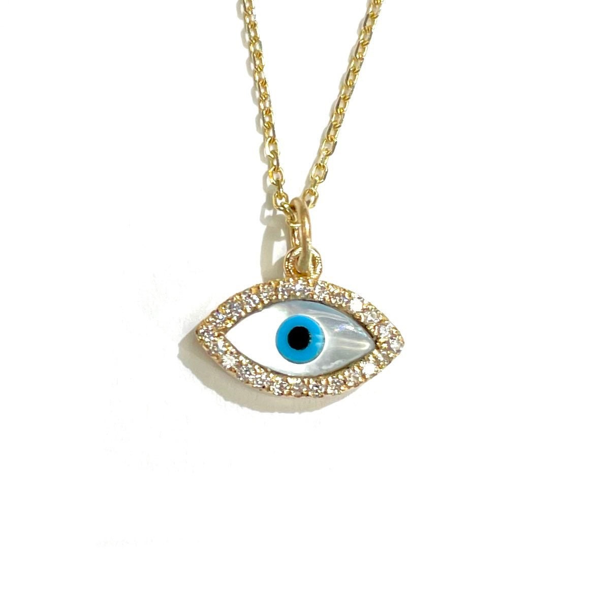 Mother of Pearl Diamond Evil Eye Pendant