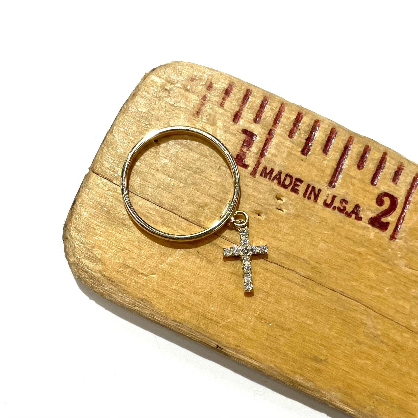 Mini Hanging Diamond Cross Ring